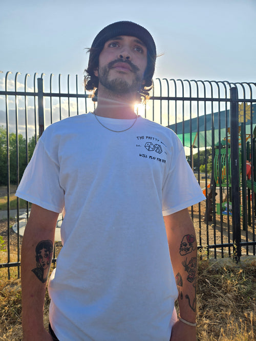 "Will play for beer" T Shirt - WHITE